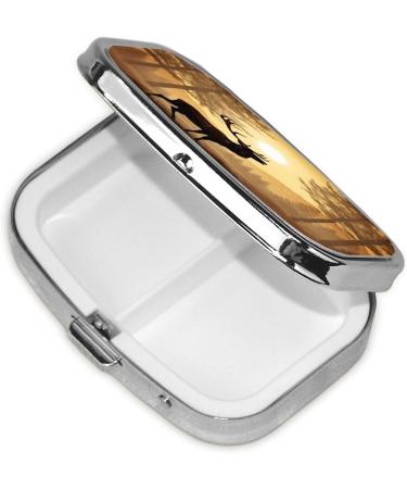 Elk Artwork Pill Case | 2 Compartment Small Pill Box Travel Organizer | Cute Purse Accessory & Gift - Buy Online on GoSupps.com