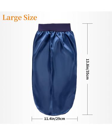 LIIBOT Long Silk-Satin Bonnet for Women - 2 PCS Large Night Cap for Curly Dreadlock Braid Hair (Black & Blue) - Buy Online on GoSupps.com