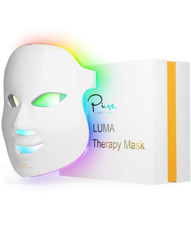 Pure Daily Care Luma LED Skin Treatment Mask - Home Facial Skin Rejuvenation & Anti-Aging Light Therapy  7 Color LED  Wrinkles  Anti Inflammatory  Boost Energy & Fine Lines  Boost Collagen