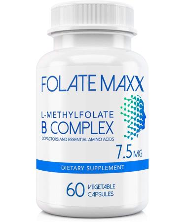 FolateMaxx L-Methylfolate + B12 Methylcobalamin & B6 Blend (7.5mg) - 60 Capsules - Active B-Complex with Cofactors & Essential Amino Acids - Non GMO Gluten Free No Fillers
