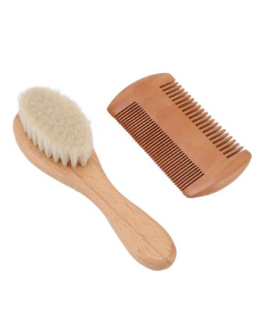 Baby Hairbrush Set  Goat Bristles Newborn Hairbrush Prevent Lacteal Scab Double Sides Comb Wooden Considerate for Gifts