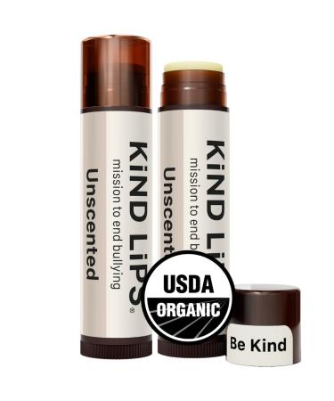 Kind Lips Unscented Organic Lip Balm Fragrance Free Unflavored Natural Moisturizing Lip Care 2 Pack Unscented 1 Count (Pack of 2)