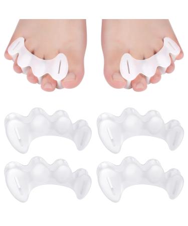 2 Pairs Toe Spacers Toe Separators Soft Silicone Toe Spreader Bunion Toe Straightener for Men and Women Toe Stretchers for Crooked Toes  Hammertoes  Bunions  Bent Toes  Foot Strengthening and Balance White