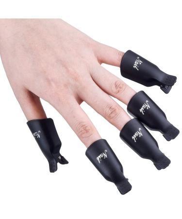 Akstore 10 PCS Nail Polish Remover Clips, Finger Gel Nail Polish Remover Clips Acrylic Nail Art Soak Off Clip Caps (10 Fingers Black)