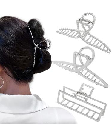 Rauimour 3pcs Hair Claw clips for Women  Metal Silver Large Hair clips for Thick Thin Hair  Geometric Cross Square Jumbo Catch Barrette Clamps  Fashion Hair Accessories Nonslip Hairgrip Type D - Buy Online on GoSupps.com