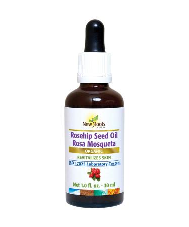 NEW ROOTS HERBAL Organic Rosehip Seed Oil (Rosa Mosqueta) (30ml) - Cold Pressed| Minimize The Look of Wrinkles. Reduces The Signs of Aging | Firm Smooth Skin.