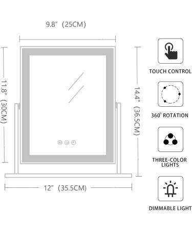 Acoolda Hollywood Lighted Makeup Mirror 12 with 3 Color Modes, 10X Magnification, 360 Rotation - White - Buy Online on GoSupps.com