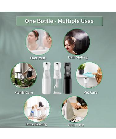 AMOMELA Continuous Spray Bottle 2Pack - 200ml/6.8oz Ultra Fine Mister for Hair Styling, Plants, Salon Misting, and Skin Care - Refillable Water Sprayer - Clear - Buy Online on GoSupps.com