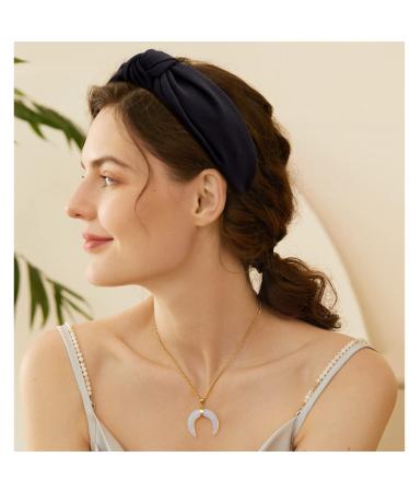 Deoot Pearl Knotted Wide Headband for Women - Non Slip Black Hair Accessory - Buy Online on GoSupps.com