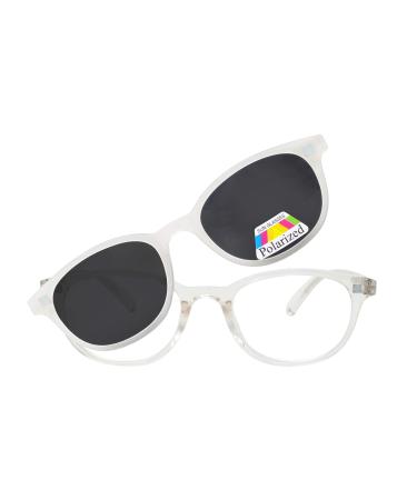 ALANNAH Women's Reading Glasses with Detachable Clip On Polarized Lens Clear Frame (+3.50)