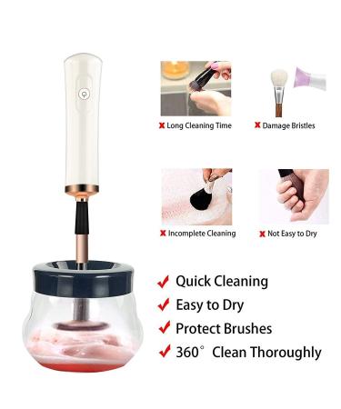 DOTSOG Makeup Brush Cleaner Dryer Machine | Automatic Brush Spinner with 8 Collars | Wash and Dry Brushes in Seconds | Includes 50ml Cleanser (White) - Buy Online on GoSupps.com