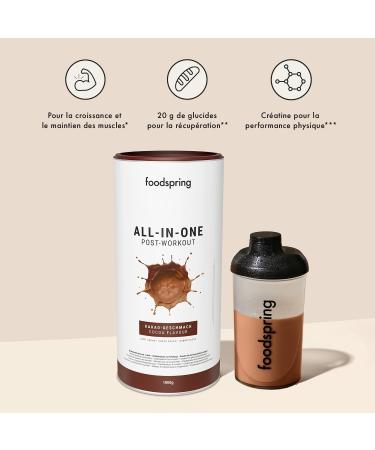 foodspring Creatine post-workout drink for muscle gain & maintain - 20g carbohydrates per serving and creatine monohydrate for muscle recovery (1000g | Cocoa) - Buy Online on GoSupps.com