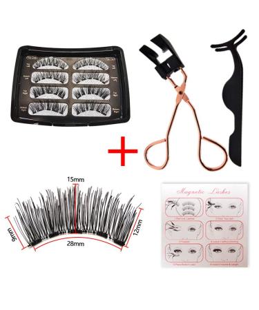Reusable Magnetic False Eyelashes Kit with Applicator - Lightweight and Natural Looking Accent Lashes for Easy Wear (4 Pair Set) - Buy Online on GoSupps.com