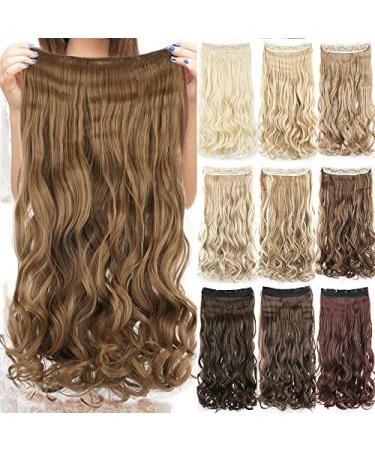 Imissu long natural thick hair curly clip in on synthetic hair extensions hair parts for women (28 inches copper) 28 inch copper