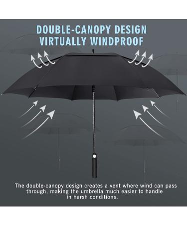 ZOMAKE 62 Inch Golf Umbrella - Large Windproof Umbrella for Men - Automatic Open Double Canopy - Vented Stick Umbrella - Black - Buy Online on GoSupps.com