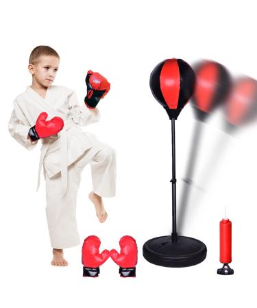 FUN LITTLE TOYS Punching Bag for Kids with Boxing Gloves, Ages 3-12 Years Old - Kids Boxing Set with Stand, Adjustable Height Stand, Toys Gift for Boys Girls Children Home Gym Boxing Equipment