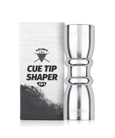 Adhafera Cue Tip Shaper, 3 in 1 of Pool Cue Tip Shaper, The Pool Cue Accessories for Effective and Rapid Repair Cue Tip Silver