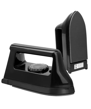 Mini Crafts Iron Handy Heat Press Machine Kit Portable with PVC Doormat for Heat Transfer  Charging Base Accessories for DIY T-Shirt Shoe Bag Vinyl Projects (Black)