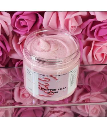 Candy Cane Whipped Foaming Shea Butter Sugar Scrub. Exfoliating Body Wash & Scrub. All Natural Shea Butter Whipped Soap. Shaving Cream. (8 oz)