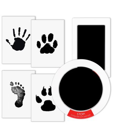 Royouzi baby footprint set 2 PCs baby handprint and footprint set paw print set dog & cat with paper photo frame baby skin does not come into contact with color for newborn 0-6 months