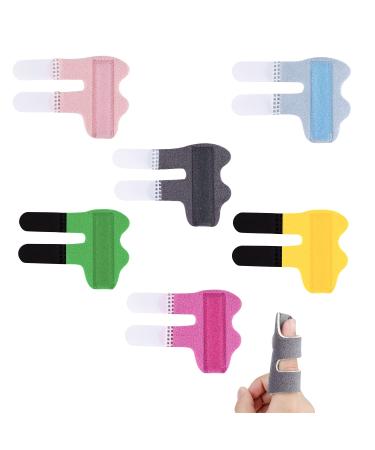 AIEX 6pcs Trigger Finger Splints  Finger Stabilizer Brace Finger Straightener Splint for Straightening Arthritis Swollen Strained Broken Fingers (6 Colors)