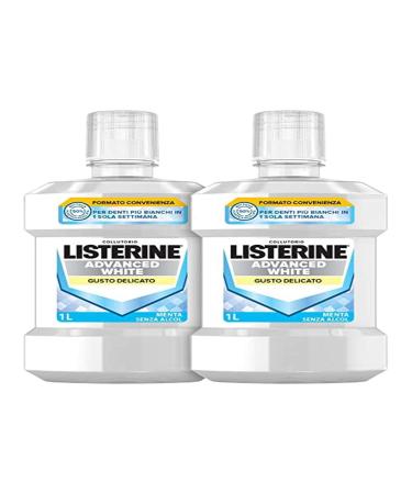 Listerine LISTERINE Advanced White Mouthwash Whitening Mouthwash with Delicate Mint Taste Alcohol-Free Mouthwash for White Teeth and Complete Oral Hygiene 2 x 1L