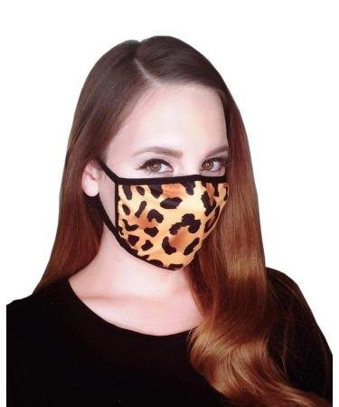 Saris and Things 3 Pack Leopard Cheetah Print Washable Reusable Face Mask for Women & Teens - 2 Layers Soft Luxurious Stretch Fabric
