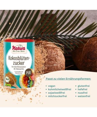 Natura Organic Coconut Blossom Sugar - 250g | Natural Vegan Sweetener for Drinks & Dishes | Additive-Free & Unrefined - Buy Online on GoSupps.com