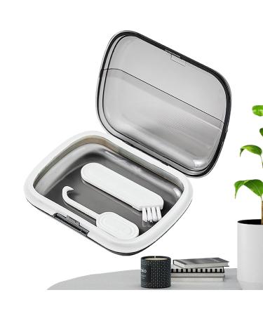 Halter Holder Case for Retainers | Prosthesis Case with Tools | Small Transparent Black Etui for Cleaning Invisible Dentures | Eco-Friendly Teksome Design - Buy Online on GoSupps.com