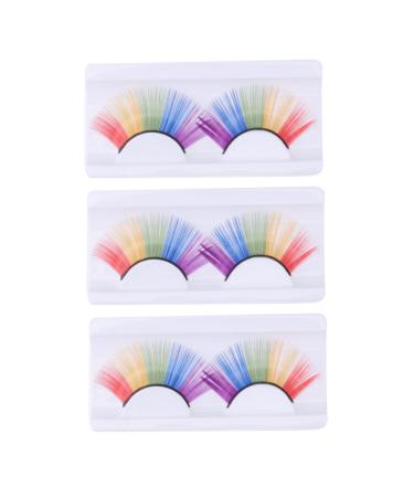 Beaupretty 3 Pairs Tinsel Eyelashes Pink Eyelashes Handmade Eyelashes Halloween Eyelashes for Women Halloween Makeup Eyelashes 3d Lashes Fake Lashes Shining Fake Eyelashes Slender