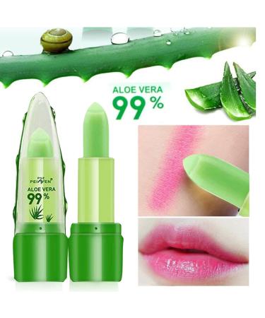 Skynest Aloe Vera Lip Balm Set - Moisturizing Lipstick & Color Change Gloss Long-Lasting & Nutritious Lip Plumper (Green) - Buy Online on GoSupps.com