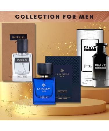 Eau De Parfum Men Sprays Crave Extreme La Passion Blue 100ML (3.4 OZ) Imperial Oud 50ML (1.6Oz) (Pack of 3) - Long-Lasting Arabian Perfumes for Men - Elegant Valentine s Day Gifts COLLECTION - Buy Online on GoSupps.com