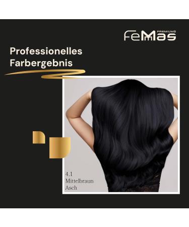 Femmas Hair Color 3x Medium Brown Ash 4.1 | Professional Cream with Argan Oil & Keratin | Permanent Color Tint | 100ml Pack - Buy Online on GoSupps.com