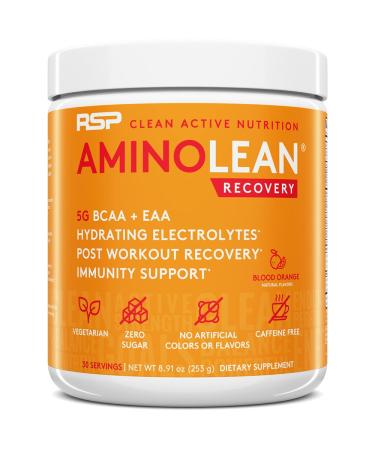 RSP AminoLean Recovery - Post Workout BCAAs Amino Acids Supplement + Electrolytes, BCAAs and EAAs for Hydration Boost, Immunity Support - Muscle Recovery Drink, Vegan Aminos, Blood Orange Blood Orange 30 Servings (Pack of 1)