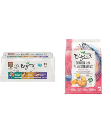 Beyond Grain Free Natural Wet Dog Food Ground Entree Variety Pack 3 Flavours - 368 g Can (6 Pack) & Superfood Blend Natural Dry Dog Food Wild Caught Salmon Egg & Pumpkin - 1.67 kg Bag Wet Dog Food + PET_FOOD 00055800330062