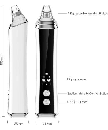 DULASP Blackhead Remover Vacuum USB Rechargeable Electric Face Comedo Extractor Kit Blackhead Remover with 4 Adjustable Suction Head for Facial Skin - Buy Online on GoSupps.com