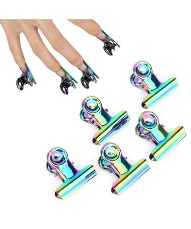 SONEW 5PCS Nagel bracket nail extension clipps stainless C curves nail clamping clips multifunction nail art additives for gel nail extension