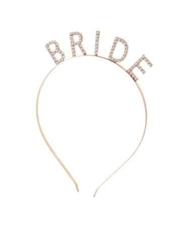 Framendino  Bride Headband Gold Rhinestone Sparkling Crystal Elegant Bridal Crown Bachelorette Headbands for Wedding Party Style A Gold