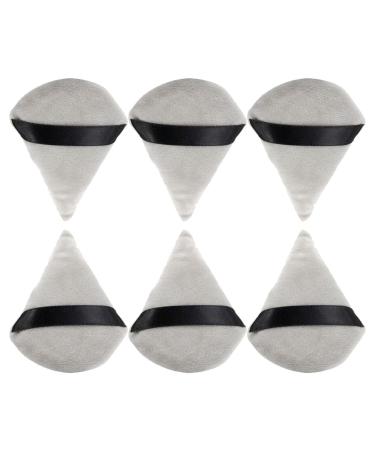 Powder Puff Triangle | Super Soft Face Body Loose Setting Powder Puff Set of 6 - Multipurpose Powder Puff with Strap Makeup Tool Frifer Grey