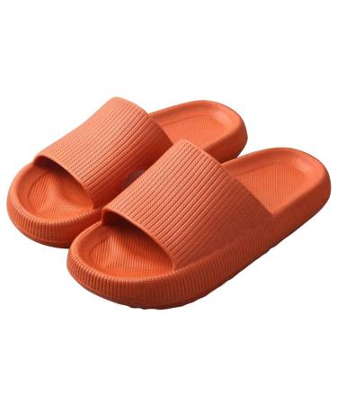 Sliders Cloud Slippers Women Men Non-Slip Mens Womens Slippers Cloud Sliders Soft Flip Flops with Thick Sole for Shower Bathroom Pool Beach 6.5 UK Orange