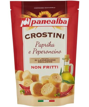 Panealba Crostini Crostini Croutons with pepper and chilli peppers 12 x 100 g + Italian polpa Gourmet 400 g - Buy Online on GoSupps.com