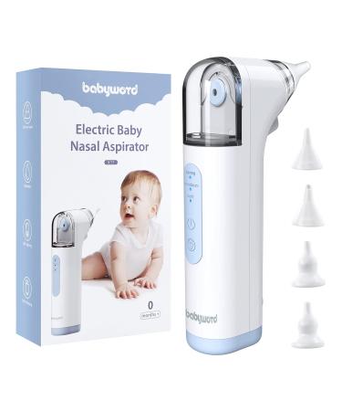 babyword Nasal Aspirator for Baby, Electric Infant Nose Sucker Rechargeable with 4-Type Safety Silicone Tips and 3 Suction Levels Nose Cleaner for Kids and Toddlers