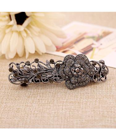IPINK Gray Metal Flower French Clip Barrette - Stylish Hair Accessory - Buy Online on GoSupps.com