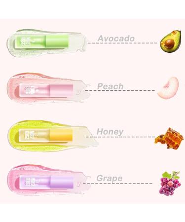 4Pcs Lip Oil Huile L vres Gloss Transparent L vres Humidifiant Hydratant Brillant Longue Dur e pour les S ches Base pour Gloss Parfum e pour Femmes et Filles - Buy Online on GoSupps.com