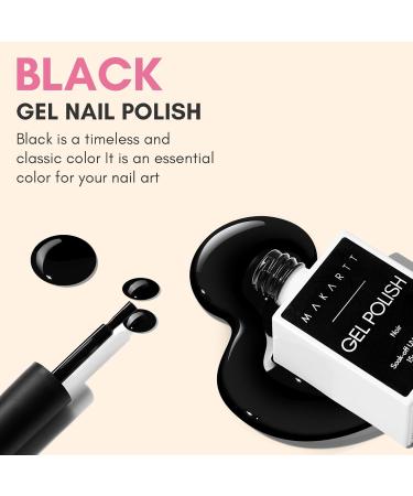 Makartt Black Gel Nail Polish - 2Pcs*15ML Gel Polish Kit Shellac Nail Polish Pure Colors Soak Off UV/LED Gel Nail Polish for Manicure Salon Home DIY Nail Art Design Black(2pcs*15ml) - Buy Online on GoSupps.com