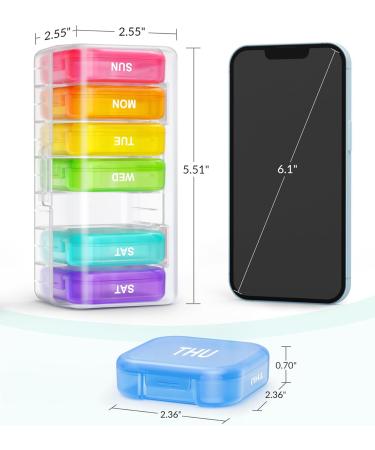 ZIKEE Weekly Pill Organizer - Portable 7 Day Pill Box with Dual Protection for Travel | Colorful Cases for Vitamins Fish Oils & Supplements - Buy Online on GoSupps.com