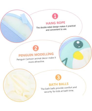 3pcs Cartoon Bath Towel & Flower Shower Balls - Fun Body Washing Tools & Bubble Makers - Buy Online on GoSupps.com