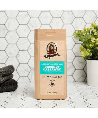 Dr. Squatch NEW Body Wash for Men with Nourishing Natural Ingredients | No Paraben Phthalate Sulfate | Coconut Castaway (14 oz) Wood Barrel Bourbon & Pine Tar (8 oz 2-Pack) & Body Scrubber Tropical Timberland - Buy Online on GoSupps.com