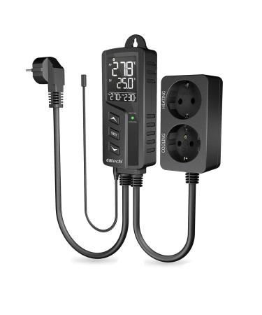 Elitech thermostat temperature controller & moisture controller Temperature control sockets 220V with sensor probe for greenhouse reptiles terrarium STC-1000PRO TH