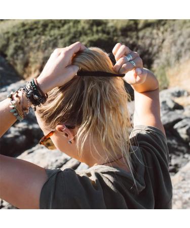 IKOCO Black Hair Ties for Thick Hair - 50 Pcs Seamless Ponytail Holder Bands for Women, Men, and Girls - No Damage Fabric Hair Ties - Buy Online on GoSupps.com